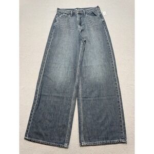 NEW Old Navy Baggy Jeans Womens 8 Tall Blue Denim Wide Leg Relaxed Fit High Rise